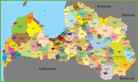 latvia map with states.